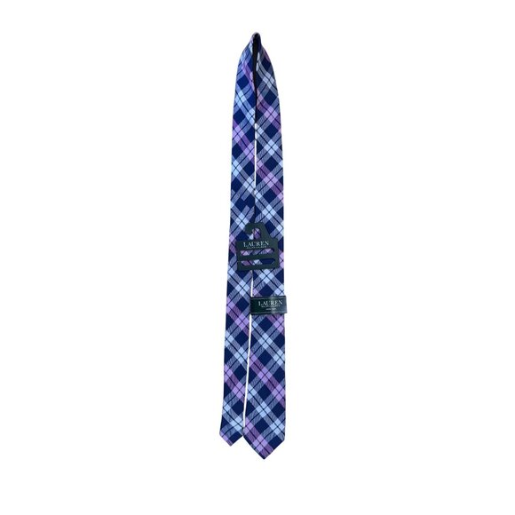 Lauren Ralph Lauren Boys Blue Purple Plaid Silk Tie Luxury Neckwear Patterned - Picture 5 of 8
